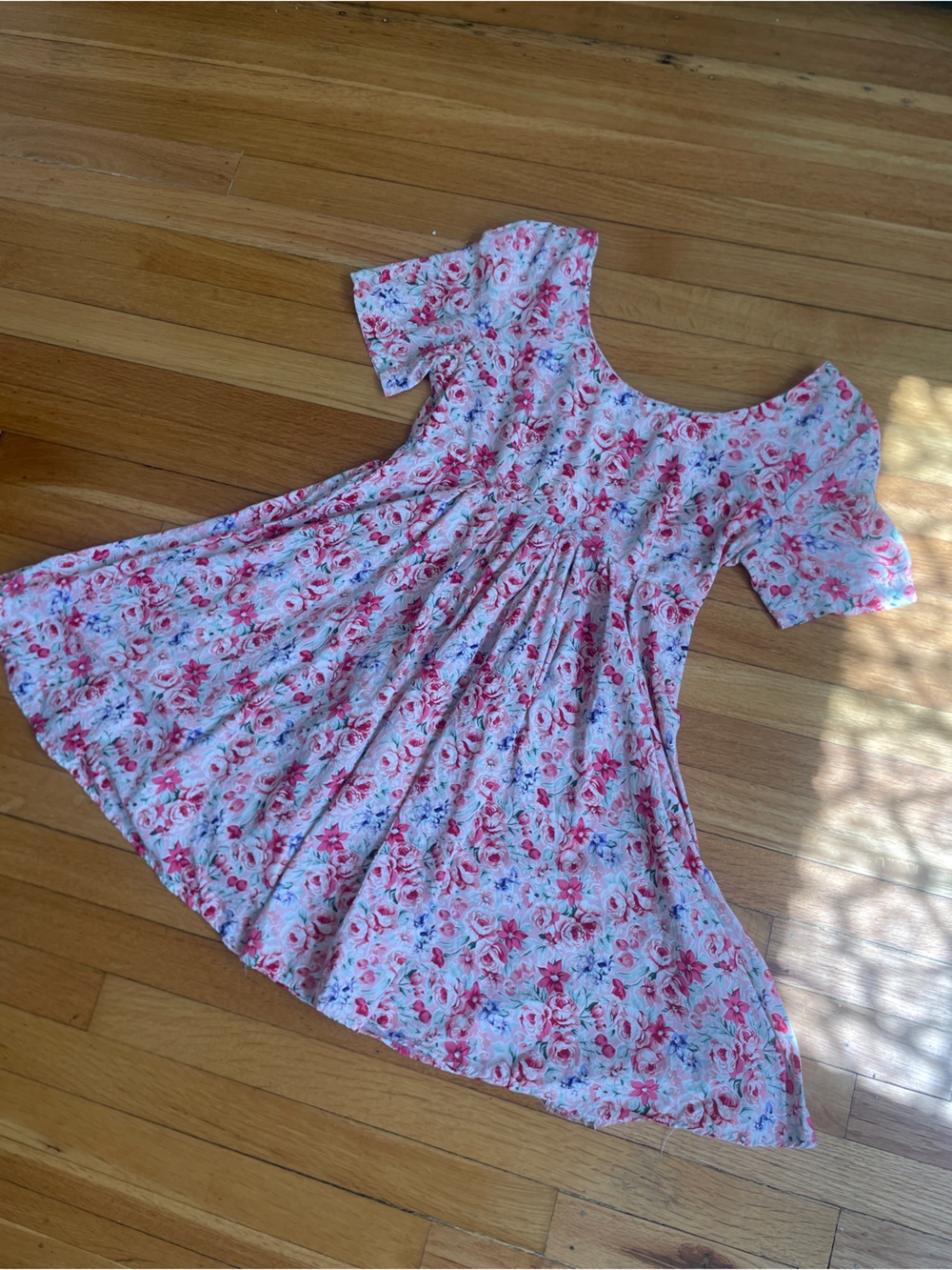 Vintage Baby Doll Pink Floral Mini Dress